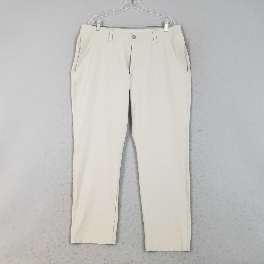Under Armour Pants Mens 40x30 Beige Golf Performance Stretch Flat Front Khaki